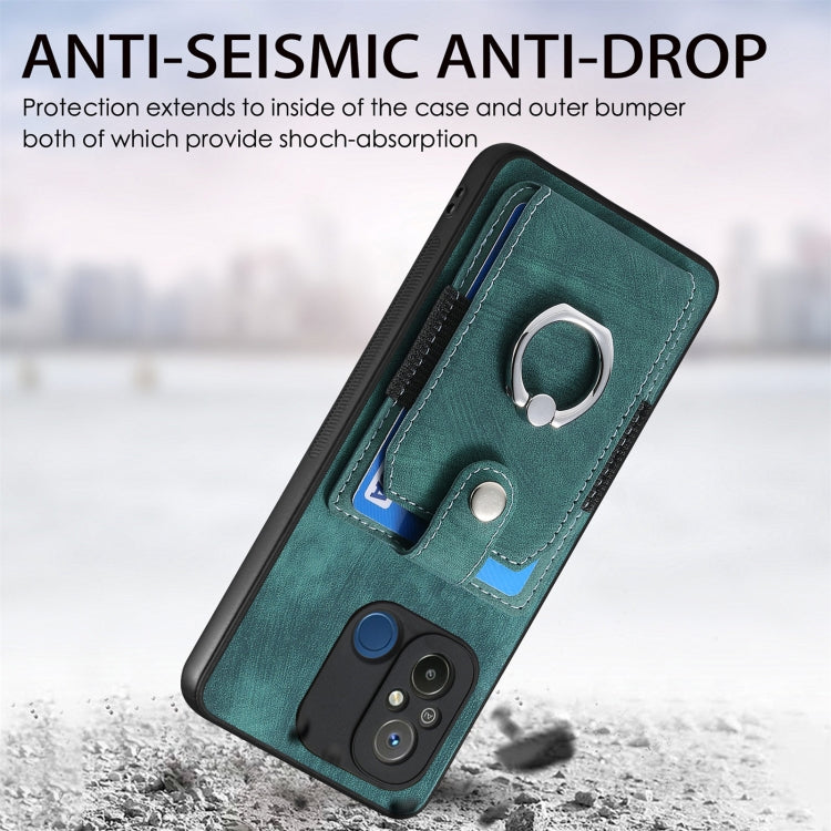 Retro Skin-feel Ring Card Wallet Phone Case