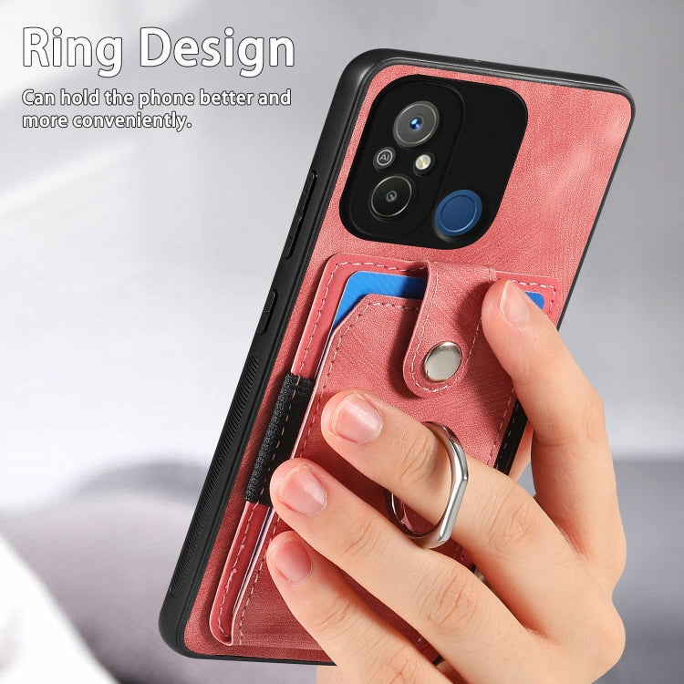 Retro Skin-feel Ring Card Wallet Phone Case