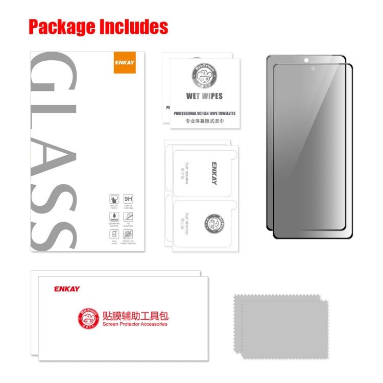 2pcs ENKAY 28 Dedgree Anti-peeping Tempered Glass Full Screen Film