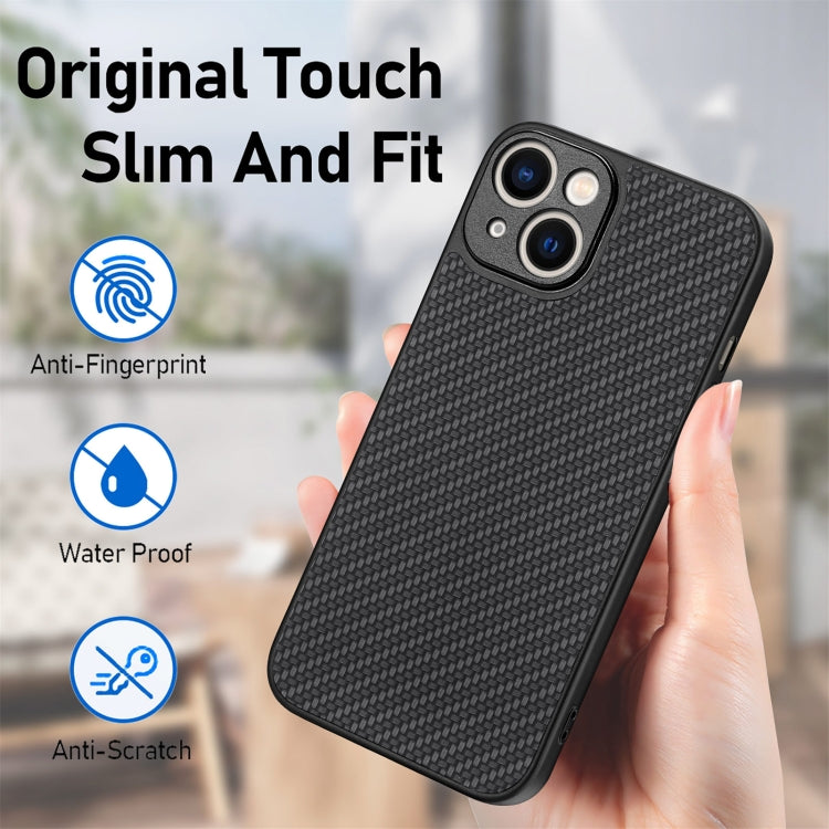 Carbon Fiber Texture Leather Back Phone Case, For iPhone 13, For iPhone 13 Pro, For iPhone 13 Pro Max, For iPhone 12 mini