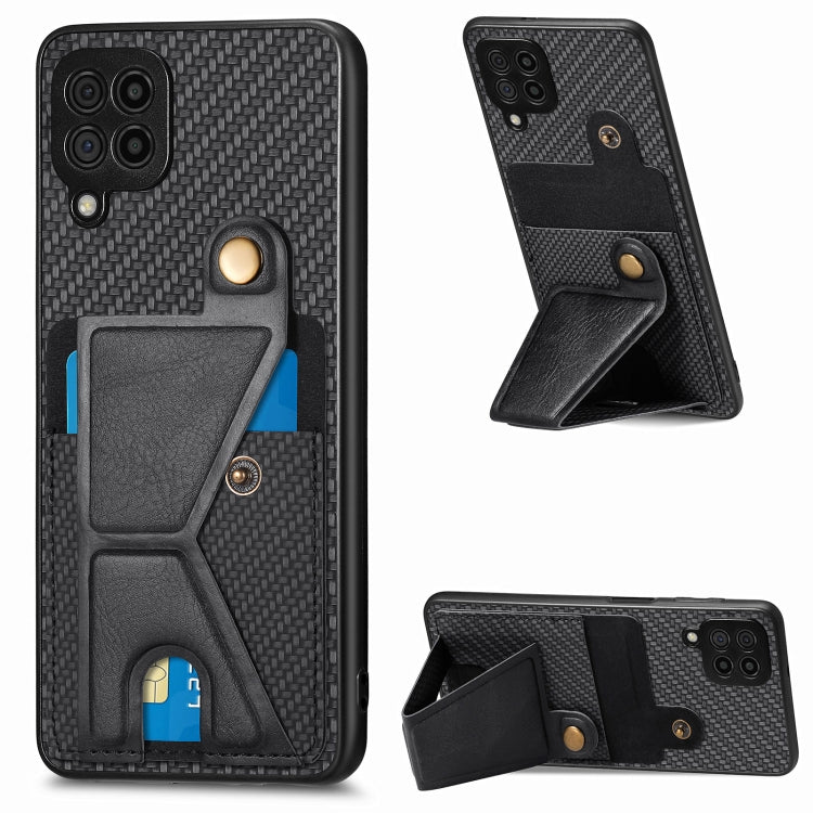 Carbon Fiber Wallet Flip Card K-shaped Holder Phone Case, For Samsung Galaxy A36, For Samsung Galaxy S24 Ultra 5G, For Samsung Galaxy S24+ 5G, For Samsung Galaxy A22 4G