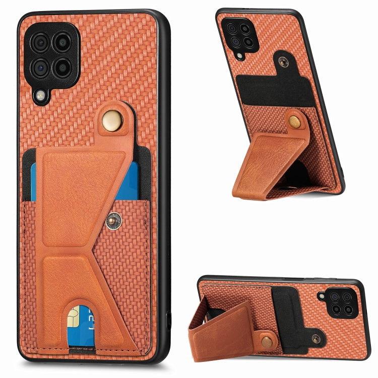 Carbon Fiber Wallet Flip Card K-shaped Holder Phone Case, For Samsung Galaxy A36, For Samsung Galaxy S24 Ultra 5G, For Samsung Galaxy S24+ 5G, For Samsung Galaxy A22 4G