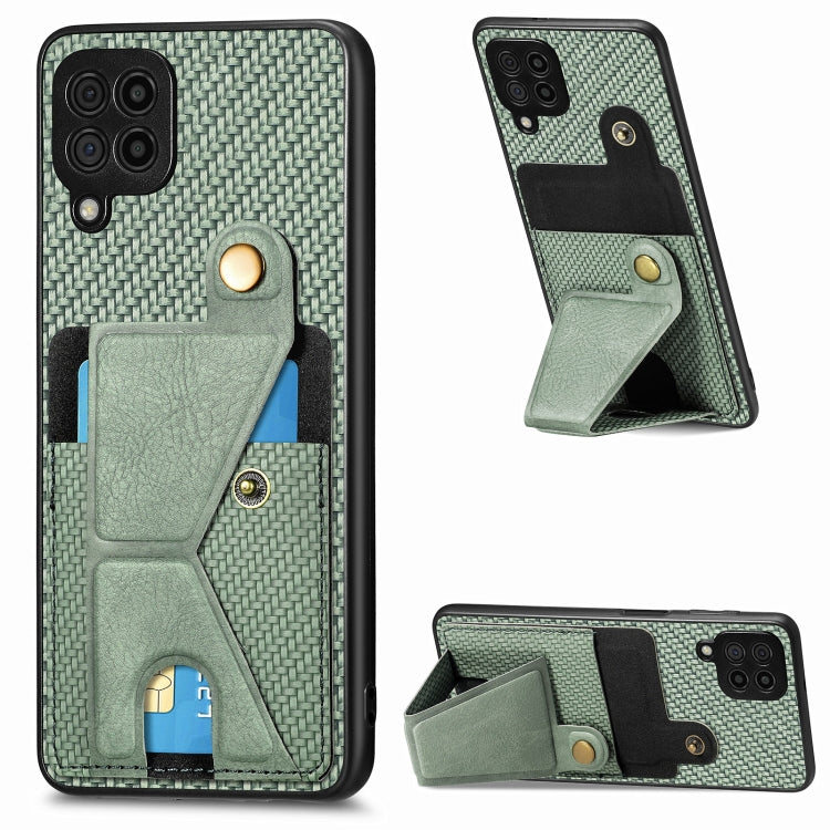 Carbon Fiber Wallet Flip Card K-shaped Holder Phone Case, For Samsung Galaxy A36, For Samsung Galaxy S24 Ultra 5G, For Samsung Galaxy S24+ 5G, For Samsung Galaxy A22 4G