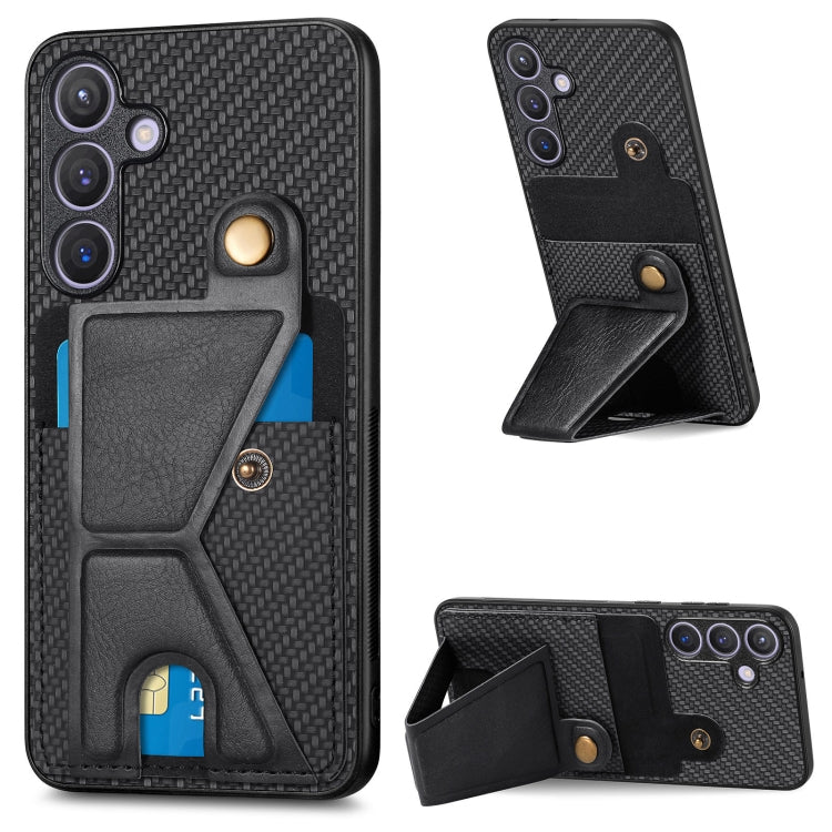 Carbon Fiber Wallet Flip Card K-shaped Holder Phone Case, For Samsung Galaxy A36, For Samsung Galaxy S24 Ultra 5G, For Samsung Galaxy S24+ 5G, For Samsung Galaxy A22 4G