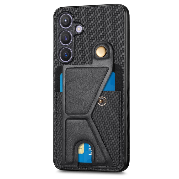 Carbon Fiber Wallet Flip Card K-shaped Holder Phone Case