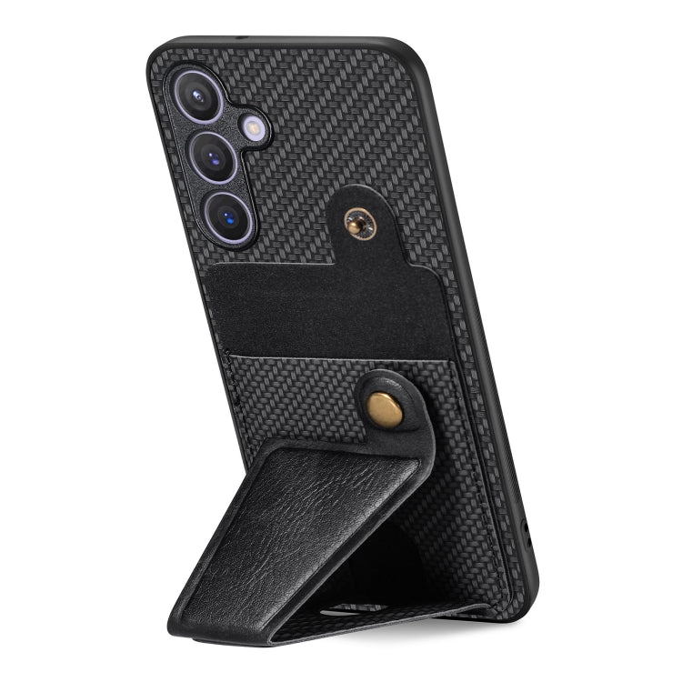 Carbon Fiber Wallet Flip Card K-shaped Holder Phone Case