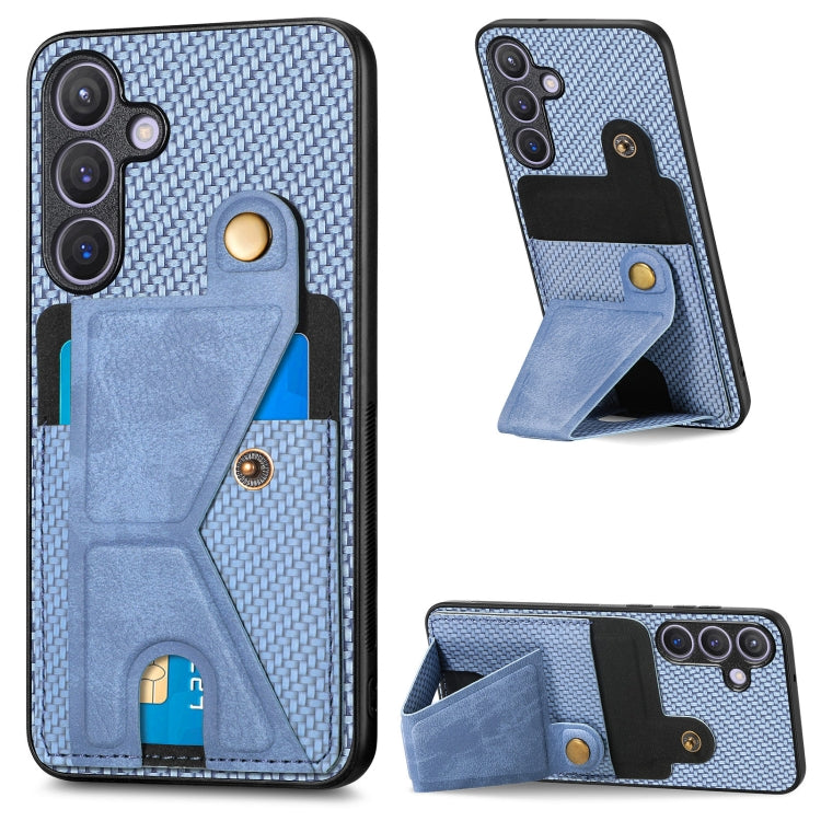 Carbon Fiber Wallet Flip Card K-shaped Holder Phone Case