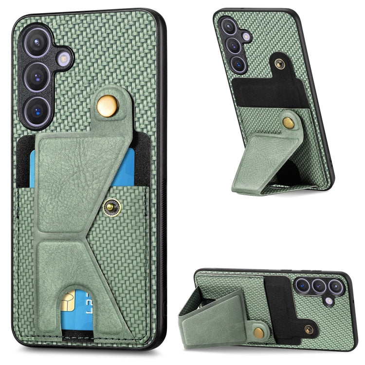 Carbon Fiber Wallet Flip Card K-shaped Holder Phone Case
