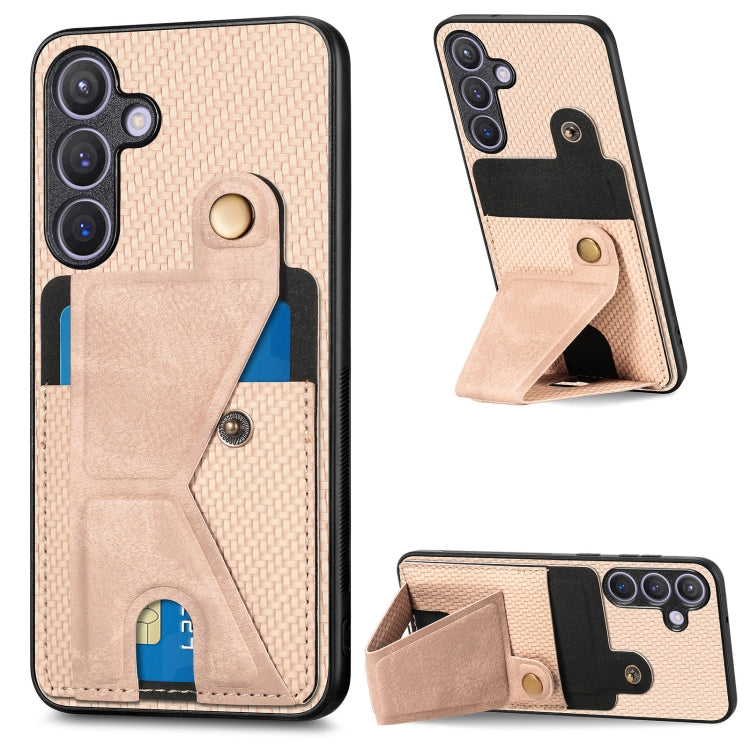 Carbon Fiber Wallet Flip Card K-shaped Holder Phone Case, For Samsung Galaxy A36, For Samsung Galaxy S24 Ultra 5G, For Samsung Galaxy S24+ 5G, For Samsung Galaxy A22 4G