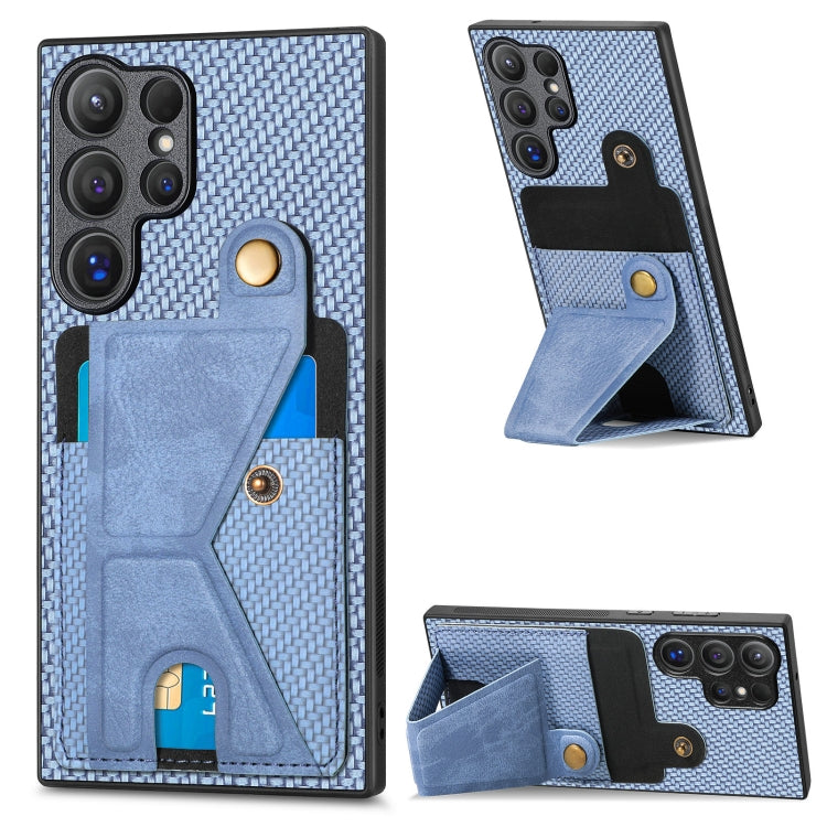 Carbon Fiber Wallet Flip Card K-shaped Holder Phone Case, For Samsung Galaxy A36, For Samsung Galaxy S24 Ultra 5G, For Samsung Galaxy S24+ 5G, For Samsung Galaxy A22 4G