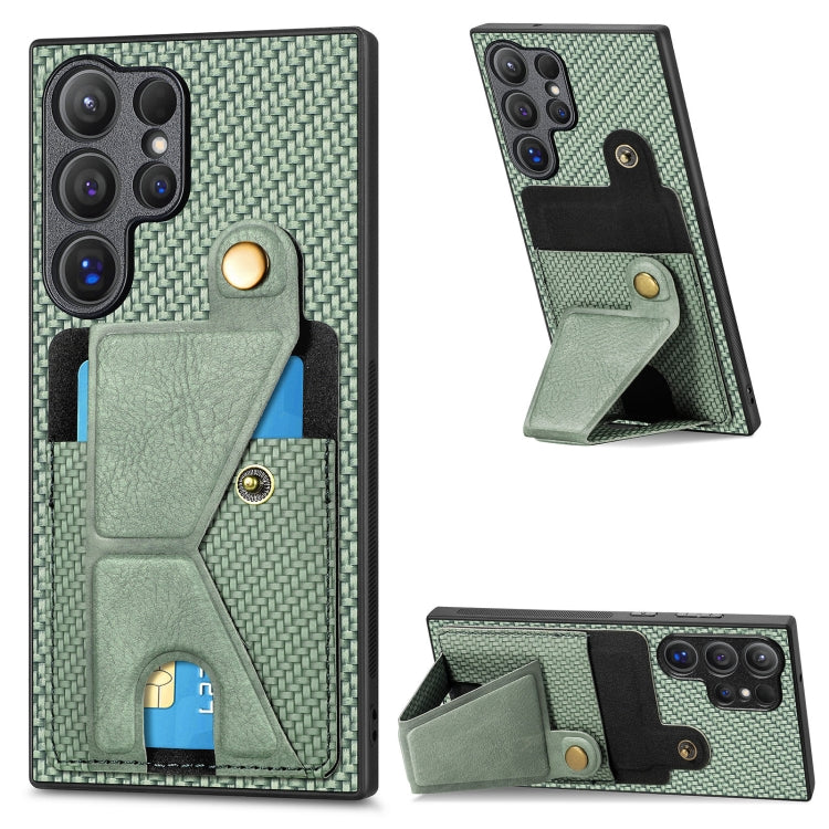 Carbon Fiber Wallet Flip Card K-shaped Holder Phone Case, For Samsung Galaxy A36, For Samsung Galaxy S24 Ultra 5G, For Samsung Galaxy S24+ 5G, For Samsung Galaxy A22 4G
