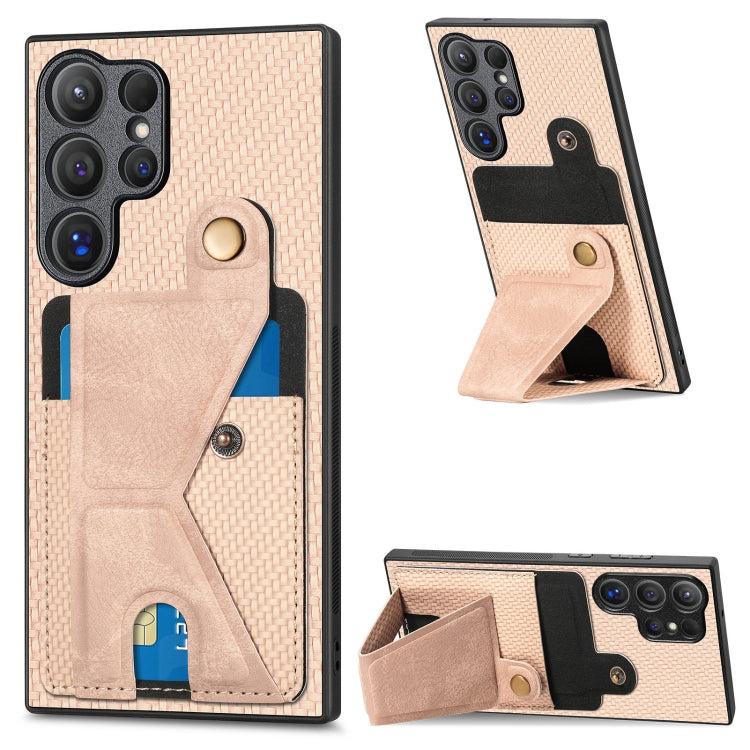 Carbon Fiber Wallet Flip Card K-shaped Holder Phone Case, For Samsung Galaxy A36, For Samsung Galaxy S24 Ultra 5G, For Samsung Galaxy S24+ 5G, For Samsung Galaxy A22 4G