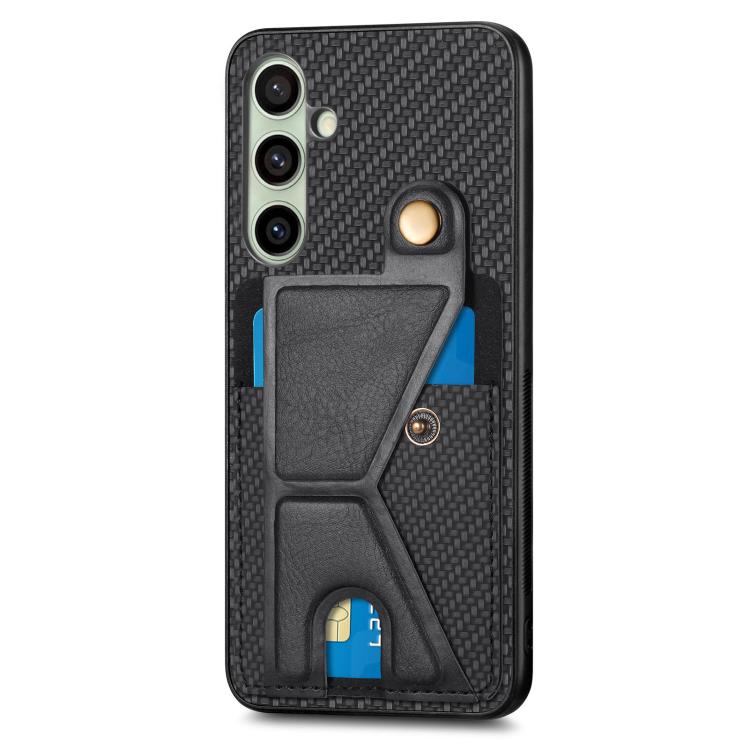 Carbon Fiber Wallet Flip Card K-shaped Holder Phone Case, For Samsung Galaxy A36, For Samsung Galaxy S24 Ultra 5G, For Samsung Galaxy S24+ 5G, For Samsung Galaxy A22 4G