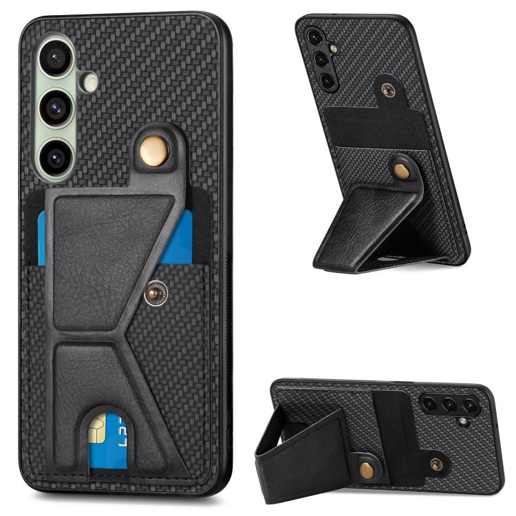 Carbon Fiber Wallet Flip Card K-shaped Holder Phone Case, For Samsung Galaxy A36, For Samsung Galaxy S24 Ultra 5G, For Samsung Galaxy S24+ 5G, For Samsung Galaxy A22 4G