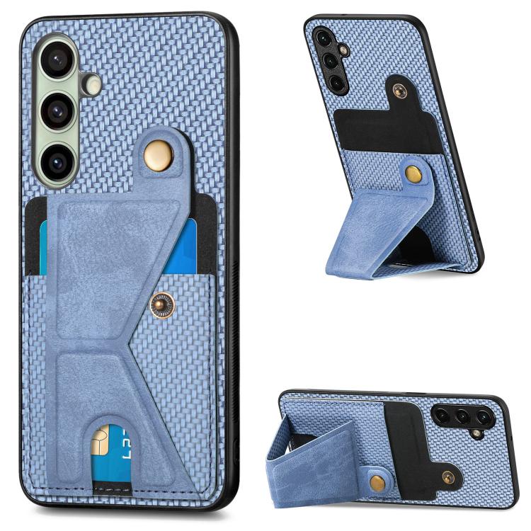 Carbon Fiber Wallet Flip Card K-shaped Holder Phone Case, For Samsung Galaxy A36, For Samsung Galaxy S24 Ultra 5G, For Samsung Galaxy S24+ 5G, For Samsung Galaxy A22 4G