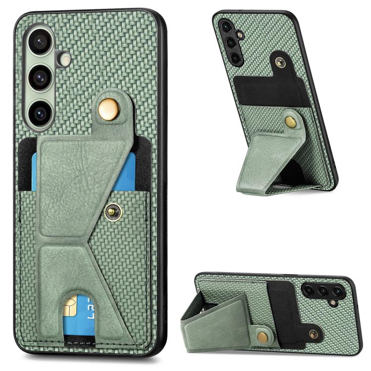 Carbon Fiber Wallet Flip Card K-shaped Holder Phone Case, For Samsung Galaxy S25 Edge 5G, For Samsung Galaxy A56 5G, For Samsung Galaxy A36, For Samsung Galaxy S24 Ultra 5G