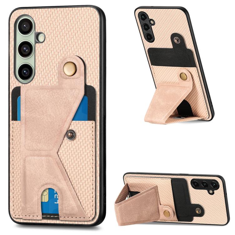 Carbon Fiber Wallet Flip Card K-shaped Holder Phone Case, For Samsung Galaxy A36, For Samsung Galaxy S24 Ultra 5G, For Samsung Galaxy S24+ 5G, For Samsung Galaxy A22 4G