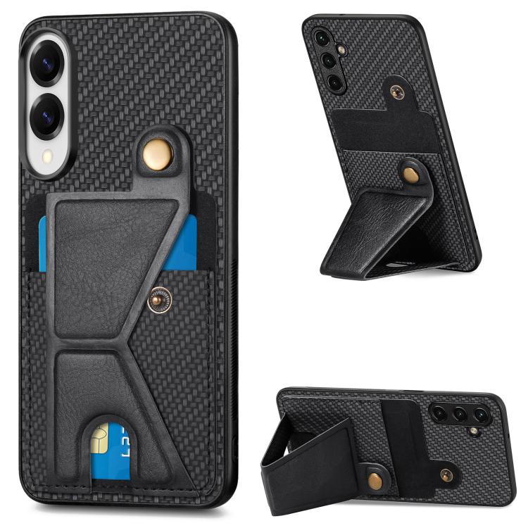 Carbon Fiber Wallet Flip Card K-shaped Holder Phone Case, For Samsung Galaxy S25 Edge 5G, For Samsung Galaxy A56 5G, For Samsung Galaxy A36, For Samsung Galaxy S24 Ultra 5G