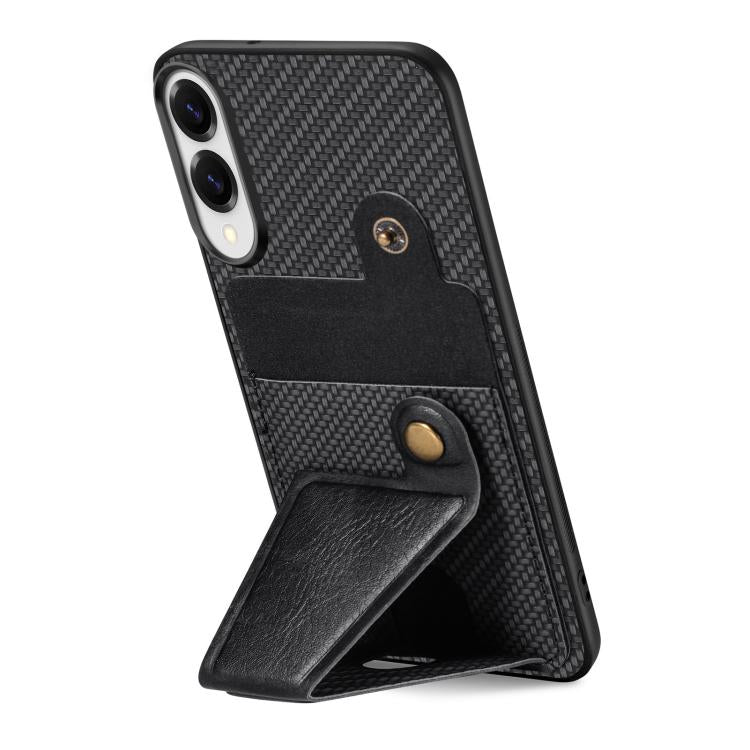 Carbon Fiber Wallet Flip Card K-shaped Holder Phone Case, For Samsung Galaxy S25 Edge 5G, For Samsung Galaxy A56 5G, For Samsung Galaxy A36, For Samsung Galaxy S24 Ultra 5G