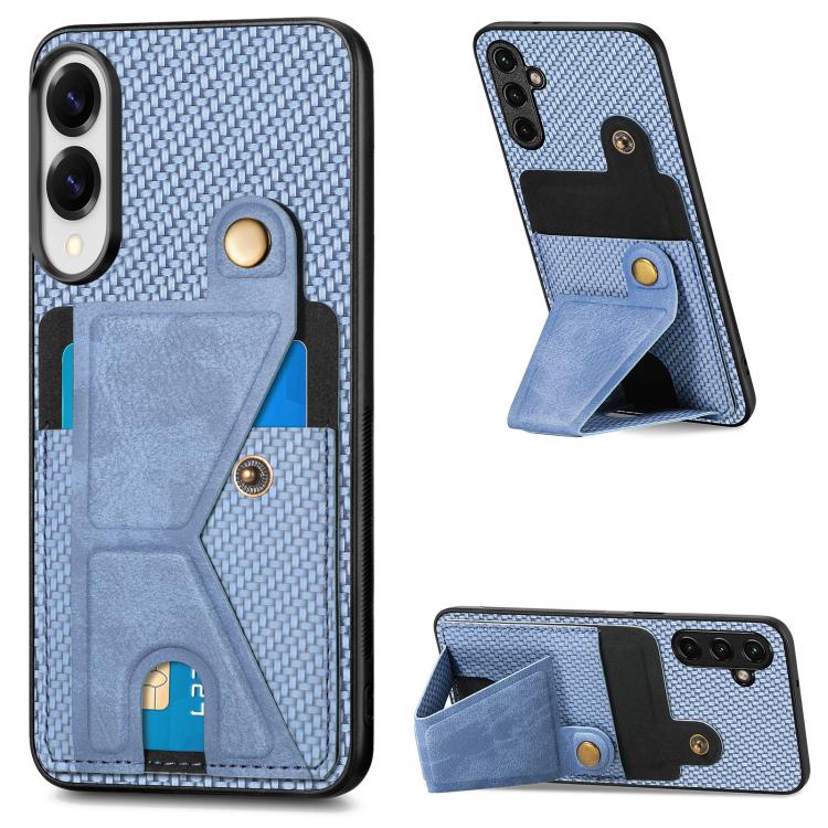 Carbon Fiber Wallet Flip Card K-shaped Holder Phone Case, For Samsung Galaxy A57 5G, For Samsung Galaxy A37 5G, For Samsung Galaxy S25 Edge 5G, For Samsung Galaxy A56 5G
