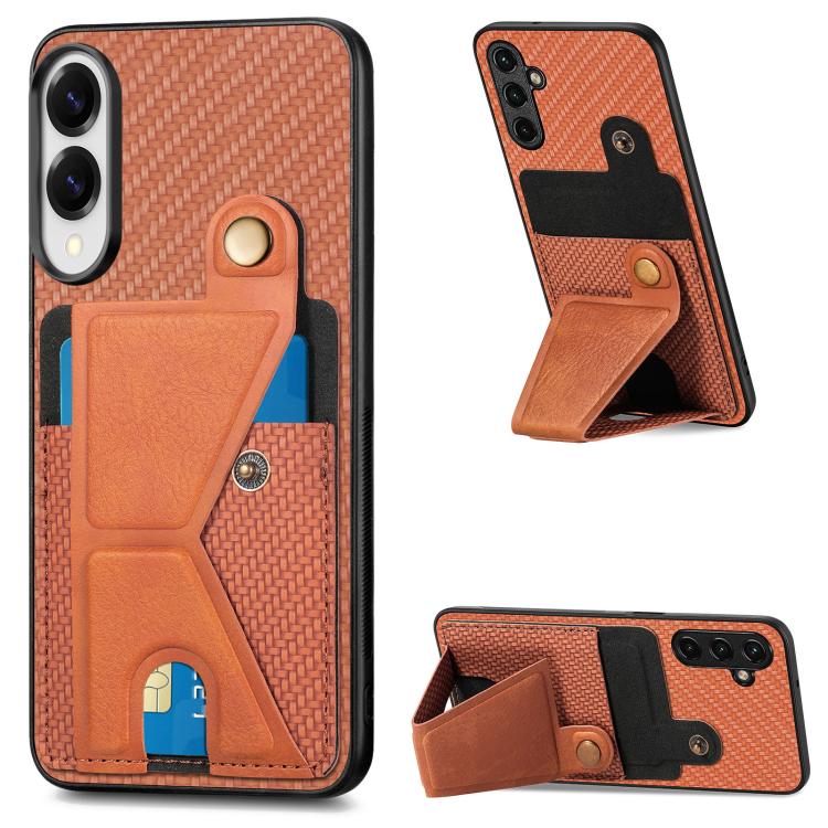 Carbon Fiber Wallet Flip Card K-shaped Holder Phone Case, For Samsung Galaxy A57 5G, For Samsung Galaxy A37 5G, For Samsung Galaxy S25 Edge 5G, For Samsung Galaxy A56 5G
