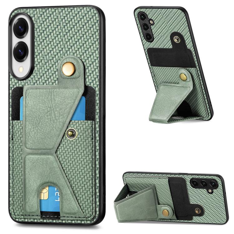 Carbon Fiber Wallet Flip Card K-shaped Holder Phone Case, For Samsung Galaxy A57 5G, For Samsung Galaxy A37 5G, For Samsung Galaxy S25 Edge 5G, For Samsung Galaxy A56 5G