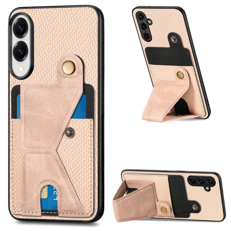 Carbon Fiber Wallet Flip Card K-shaped Holder Phone Case, For Samsung Galaxy A57 5G, For Samsung Galaxy A37 5G, For Samsung Galaxy S25 Edge 5G, For Samsung Galaxy A56 5G