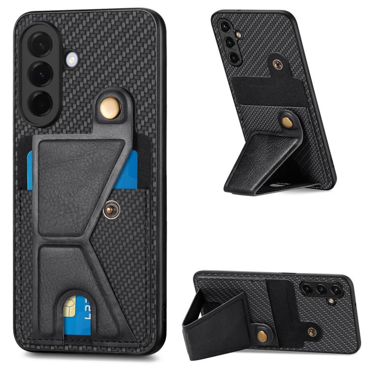 Carbon Fiber Wallet Flip Card K-shaped Holder Phone Case, For Samsung Galaxy A57 5G, For Samsung Galaxy A37 5G, For Samsung Galaxy S25 Edge 5G, For Samsung Galaxy A56 5G