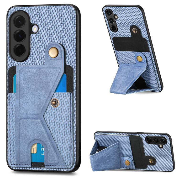 Carbon Fiber Wallet Flip Card K-shaped Holder Phone Case, For Samsung Galaxy A57 5G, For Samsung Galaxy A37 5G, For Samsung Galaxy S25 Edge 5G, For Samsung Galaxy A56 5G