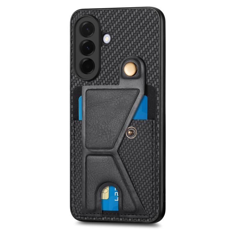 Carbon Fiber Wallet Flip Card K-shaped Holder Phone Case, For Samsung Galaxy A57 5G, For Samsung Galaxy A37 5G, For Samsung Galaxy S25 Edge 5G, For Samsung Galaxy A56 5G
