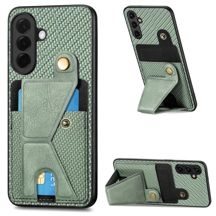 Carbon Fiber Wallet Flip Card K-shaped Holder Phone Case, For Samsung Galaxy A57 5G, For Samsung Galaxy A37 5G, For Samsung Galaxy S25 Edge 5G, For Samsung Galaxy A56 5G