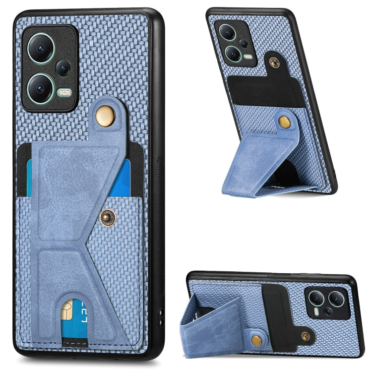 Carbon Fiber Wallet Flip Card K-shaped Holder Phone Case