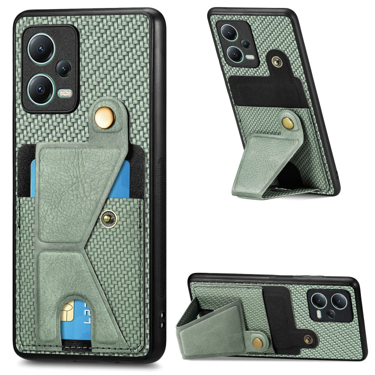 Carbon Fiber Wallet Flip Card K-shaped Holder Phone Case