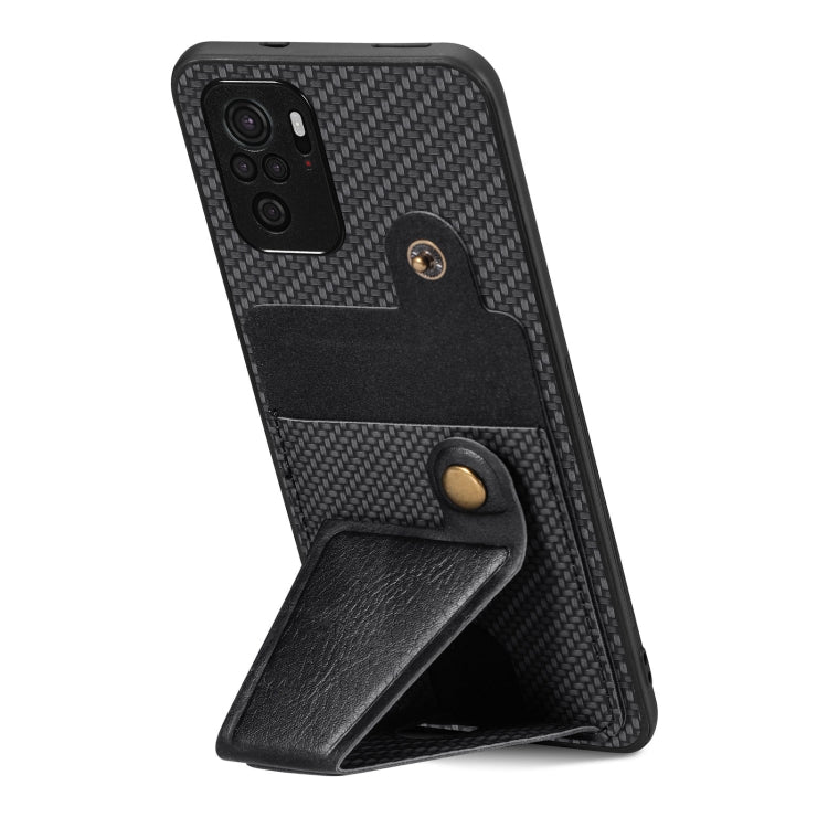 Carbon Fiber Wallet Flip Card K-shaped Holder Phone Case