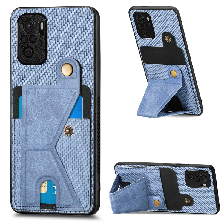 Carbon Fiber Wallet Flip Card K-shaped Holder Phone Case