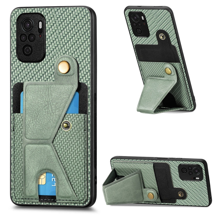 Carbon Fiber Wallet Flip Card K-shaped Holder Phone Case