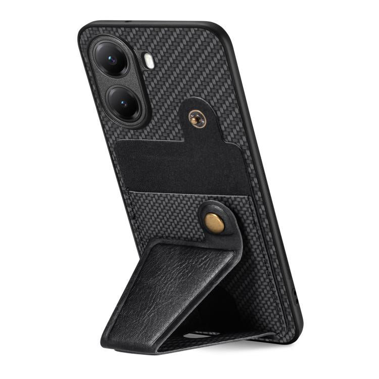 Carbon Fiber Wallet Flip Card K-shaped Holder Phone Case