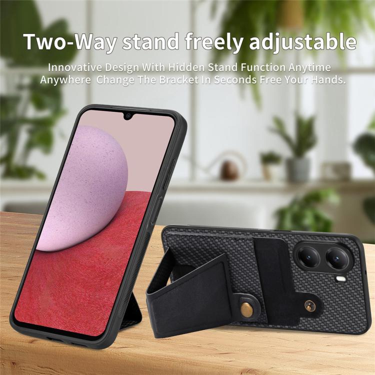 Carbon Fiber Wallet Flip Card K-shaped Holder Phone Case