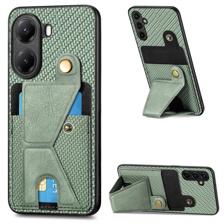 Carbon Fiber Wallet Flip Card K-shaped Holder Phone Case