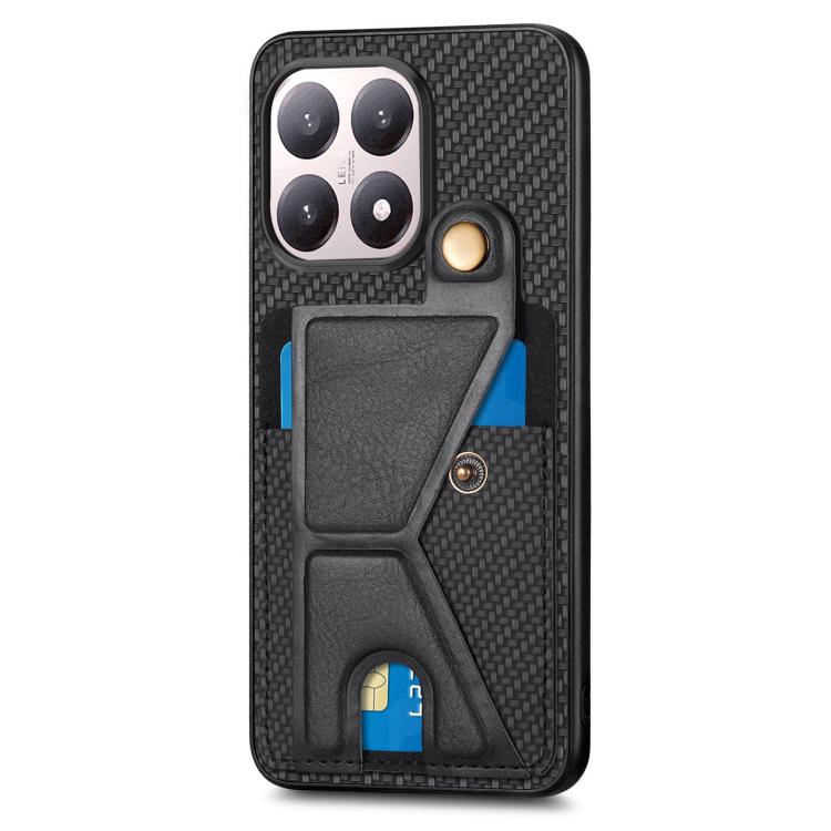 Carbon Fiber Wallet Flip Card K-shaped Holder Phone Case