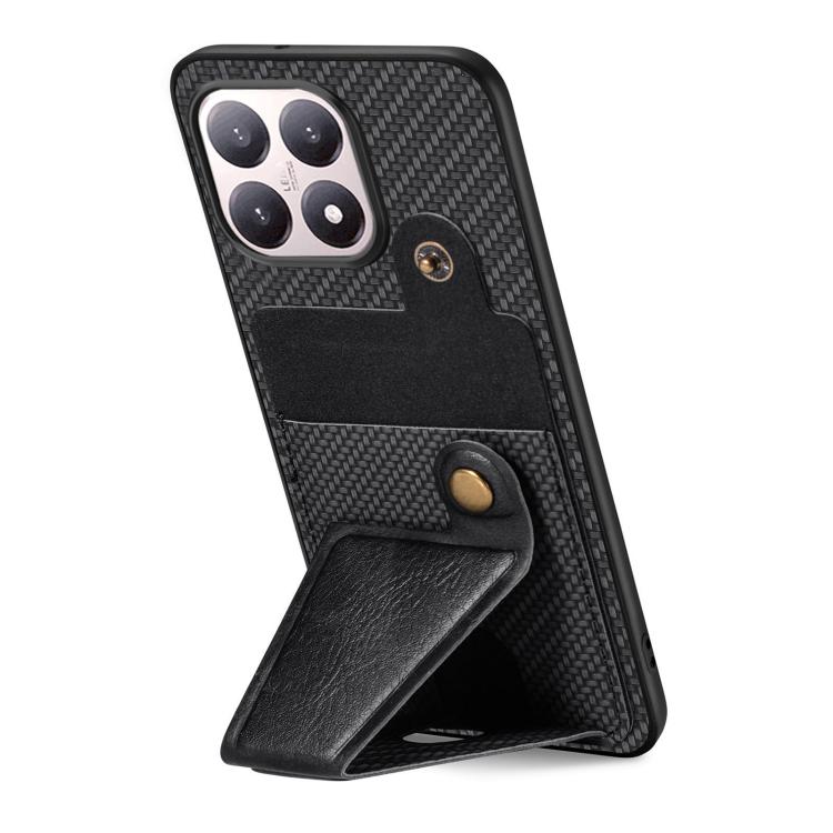 Carbon Fiber Wallet Flip Card K-shaped Holder Phone Case