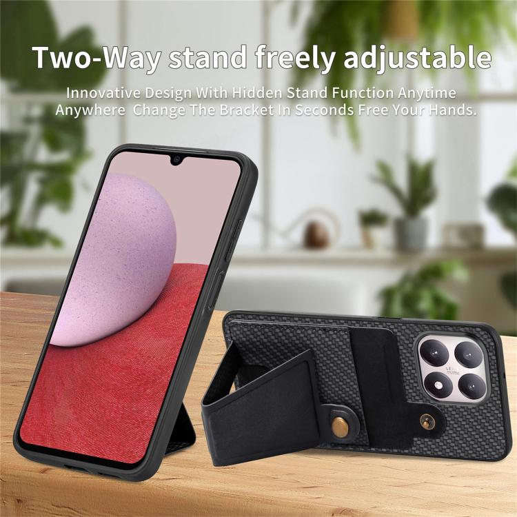 Carbon Fiber Wallet Flip Card K-shaped Holder Phone Case