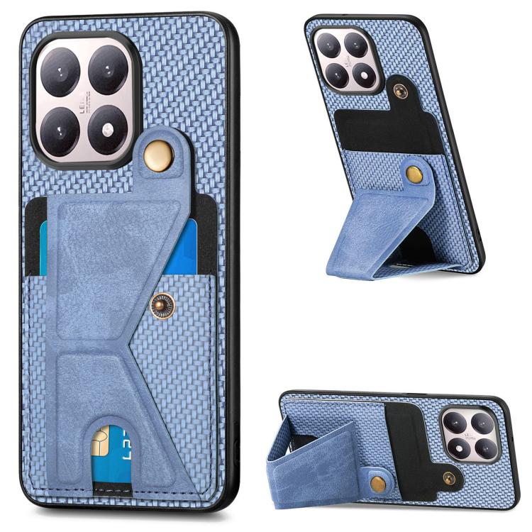 Carbon Fiber Wallet Flip Card K-shaped Holder Phone Case