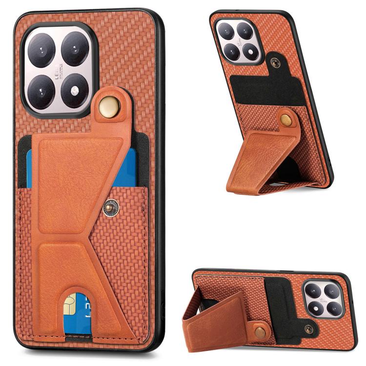 Carbon Fiber Wallet Flip Card K-shaped Holder Phone Case