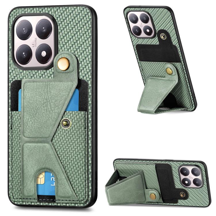 Carbon Fiber Wallet Flip Card K-shaped Holder Phone Case