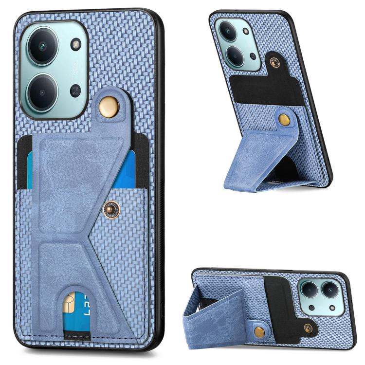 Carbon Fiber Wallet Flip Card K-shaped Holder Phone Case