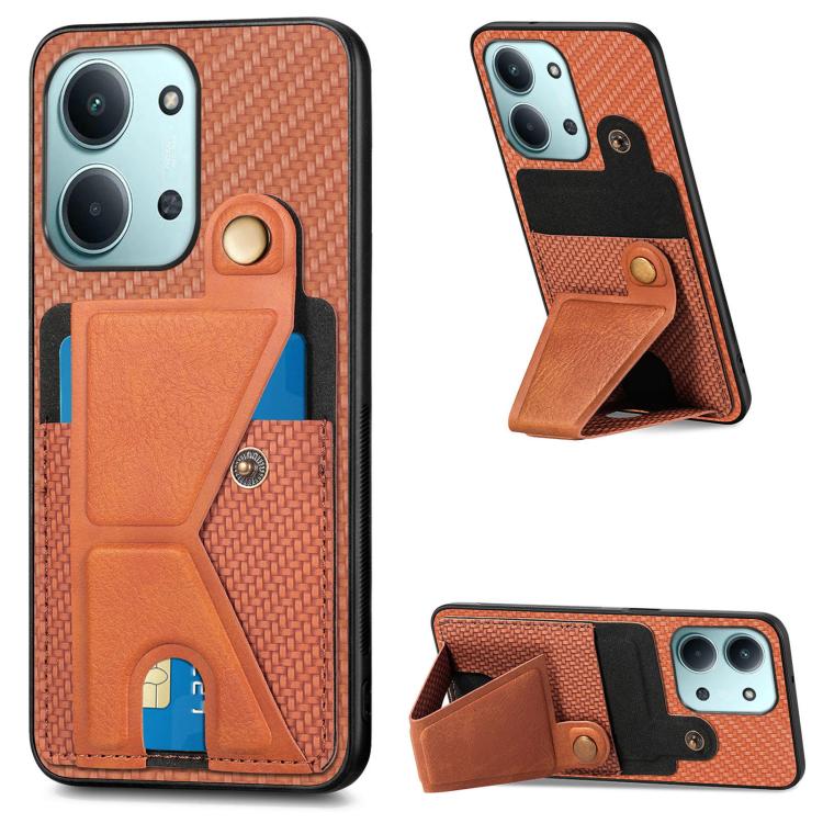 Carbon Fiber Wallet Flip Card K-shaped Holder Phone Case