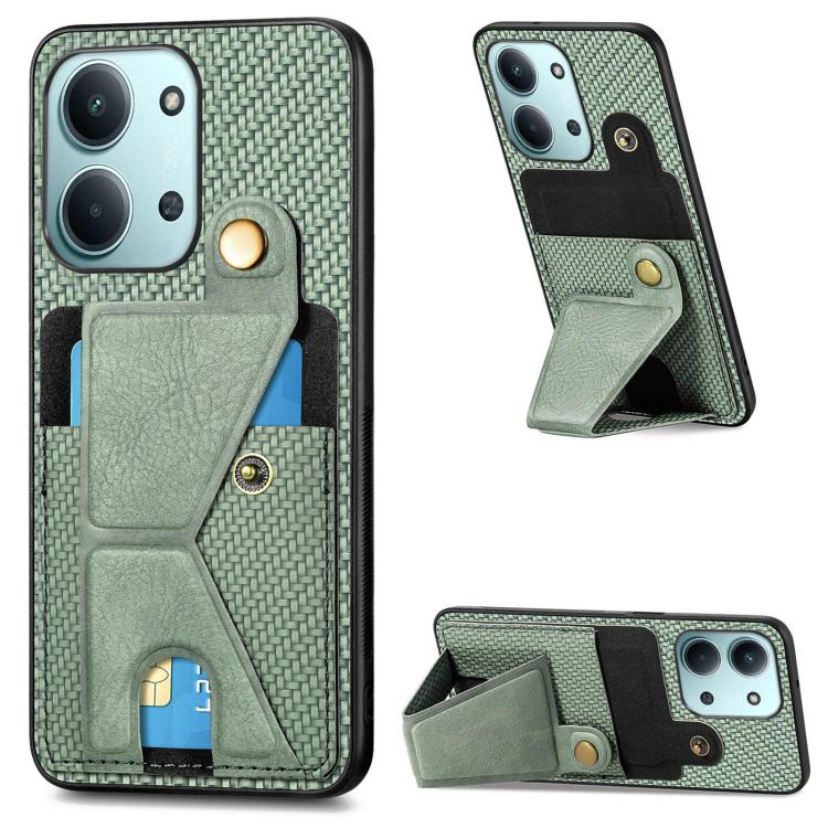 Carbon Fiber Wallet Flip Card K-shaped Holder Phone Case