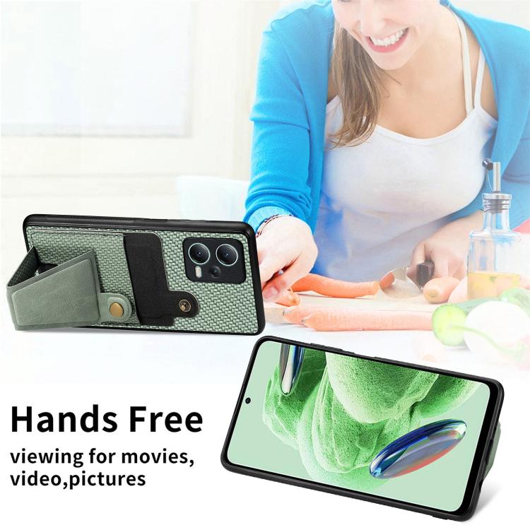 Carbon Fiber Wallet Flip Card K-shaped Holder Phone Case