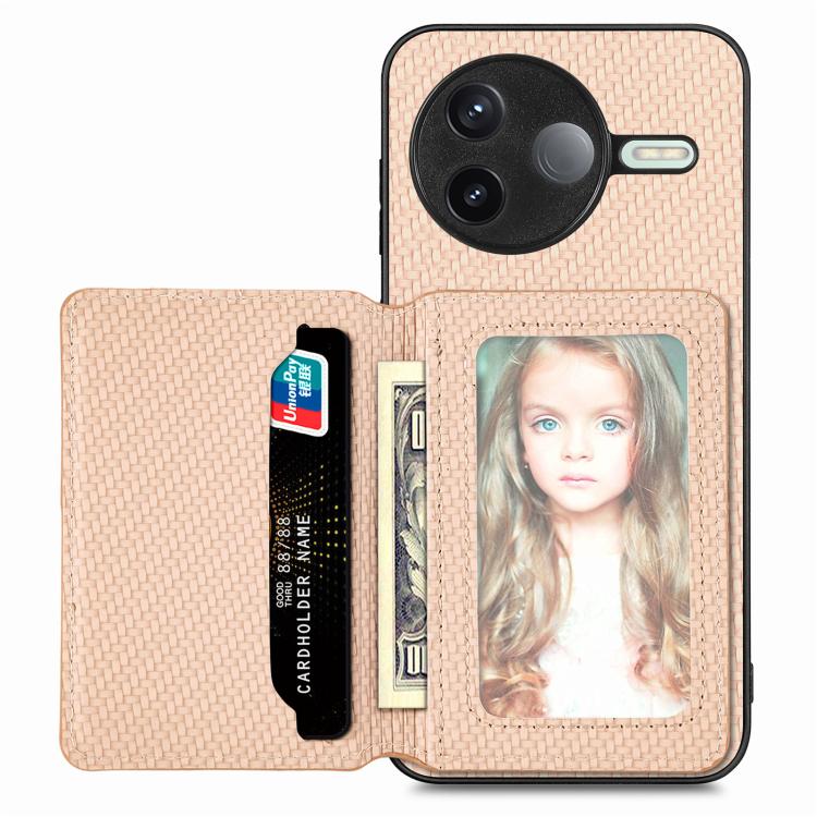 Carbon Fiber Magnetic Card Bag Phone Case, For Xiaomi 15T, For Redmi K80 Pro / Poco F7 Ultra, For Redmi K80 / Poco F7 Pro, For Redmi Turbo 4